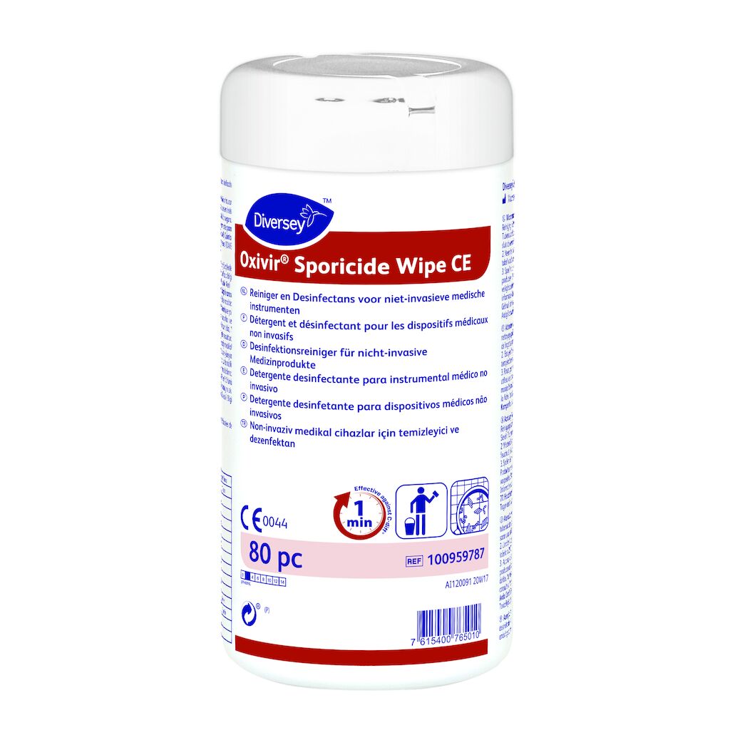 Oxivir Sporicide Wipe CE 12x80st - Reiniger en Desinfectans voor niet-invasieve medische instrumenten