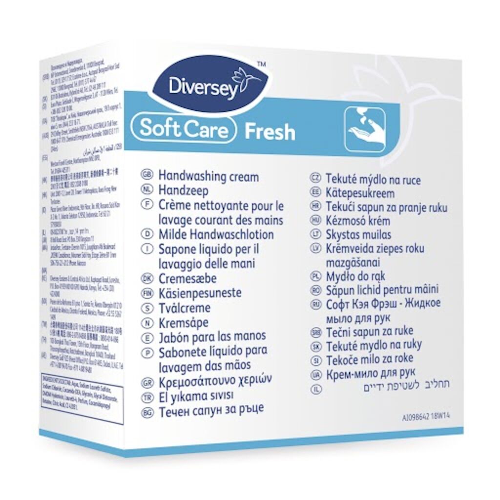Soft Care Fresh 6x0.8L - Crème nettoyante pour le lavage courant des mains