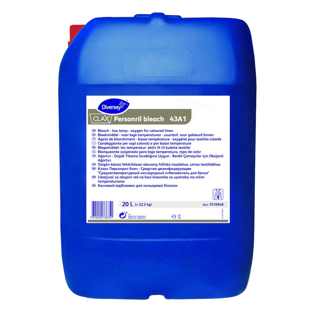 Clax Personril bleach 43A1 20L - Bleekmiddel - voor lage temperaturen - zuurstof, voor gekleurd linnen